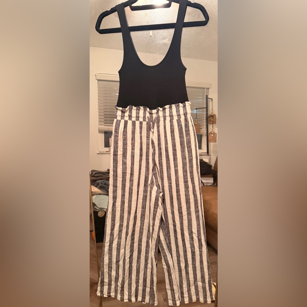 Audrey Black and White Striped Jumpsuit